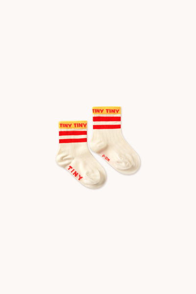 Tiny Cottons Baby Tiny Medium Height Socks Light Cream/Summer Red