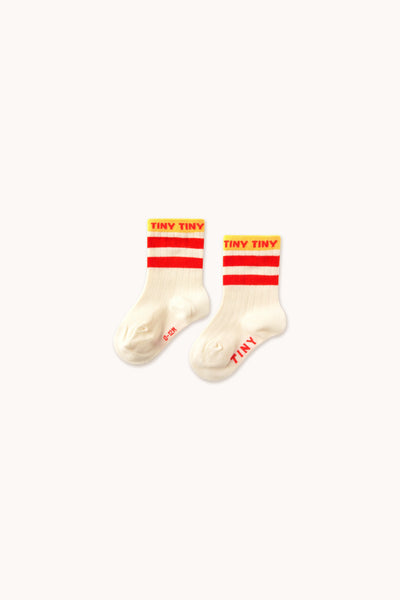 Tiny Cottons Baby Tiny Medium Height Socks Light Cream/Summer Red