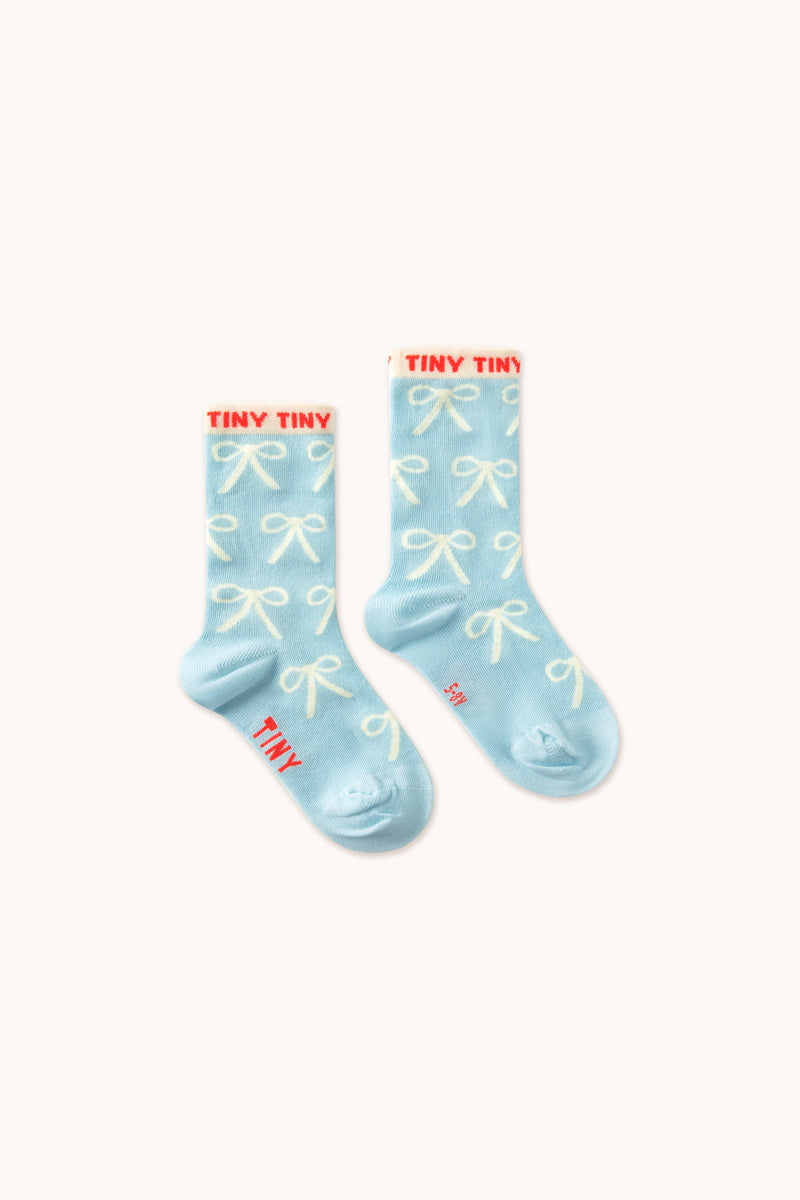 Tiny Cottons Bows Medium Socks Dusty Blue