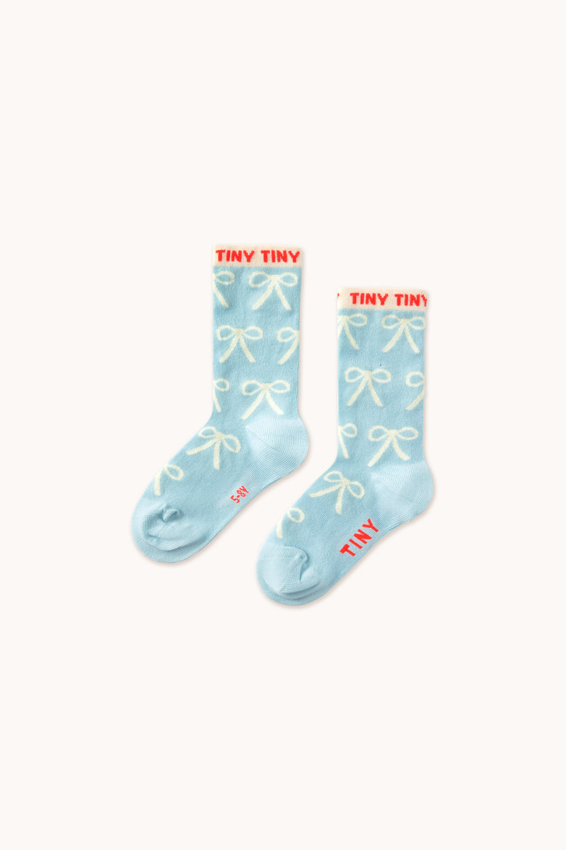 Tiny Cottons Bows Medium Socks Dusty Blue