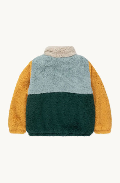 Tiny Cottons Color Block Polar Sherpa Warm Grey/Bottle Green