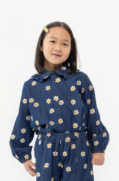 Tiny Cottons Denim Daisy Frill Collar Shirt