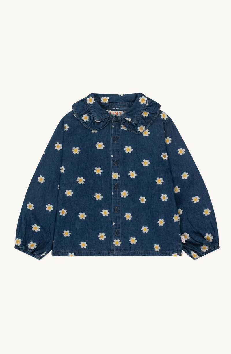 Tiny Cottons Denim Daisy Frill Collar Shirt