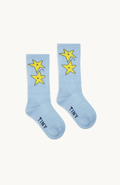 Tiny Cottons Impressions Medium Socks Metallic Sky Blue