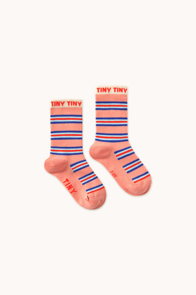 Tiny Cottons Multicolor stripes Medium Socks Dark Pink