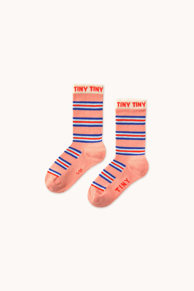 Tiny Cottons Multicolor stripes Medium Socks Dark Pink