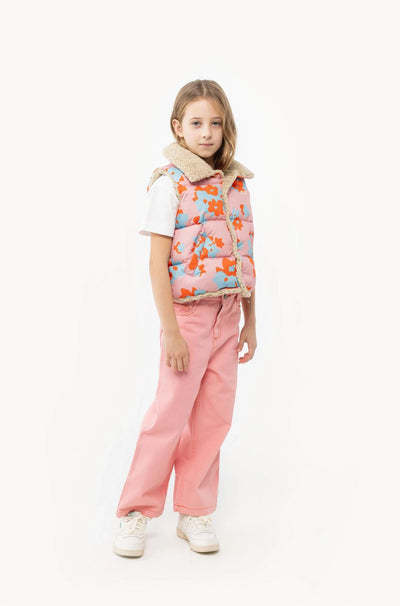 Tiny Cottons Straight Contrast Jeans Peach