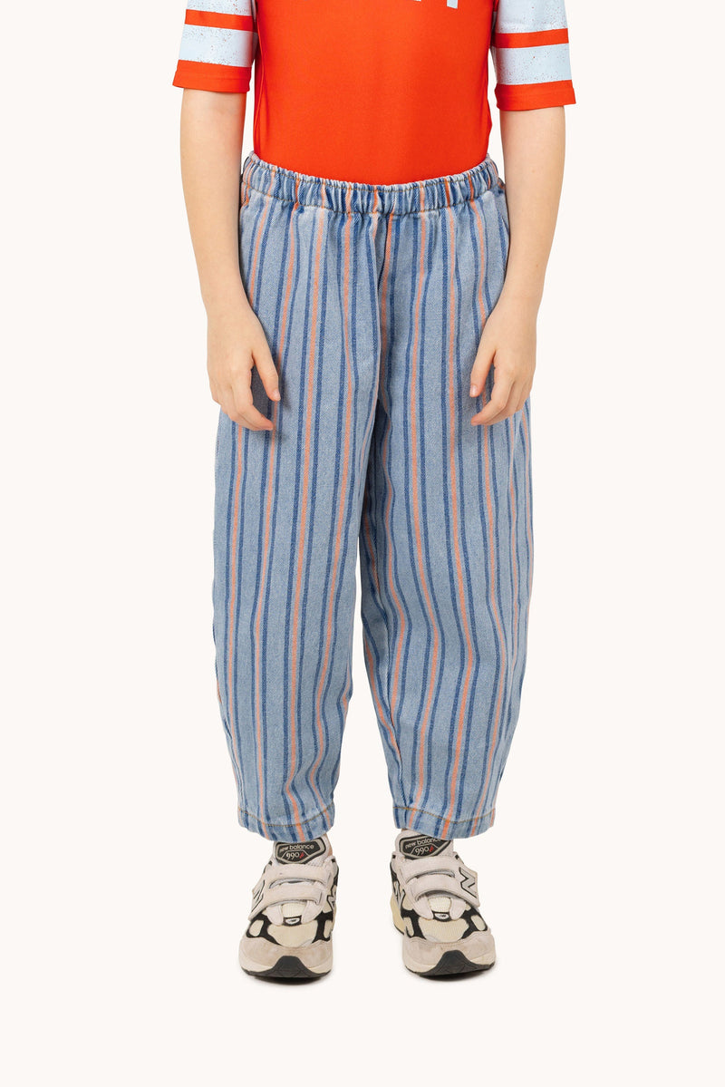 Tiny Cottons Stripes Multicolor Pant Light Blue Denim