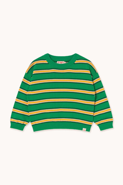 Tiny Cottons Stripes Multicolor Sweater Emerald