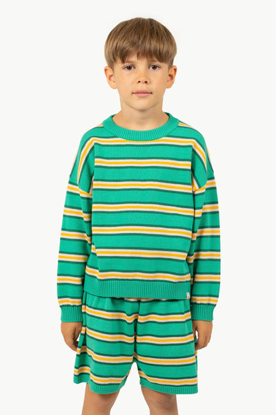 Tiny Cottons Stripes Multicolor Sweater Emerald