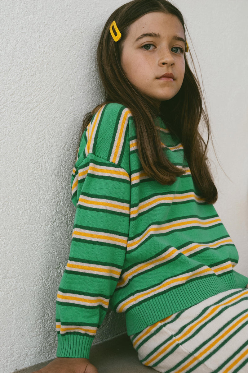 Tiny Cottons Stripes Multicolor Sweater Emerald