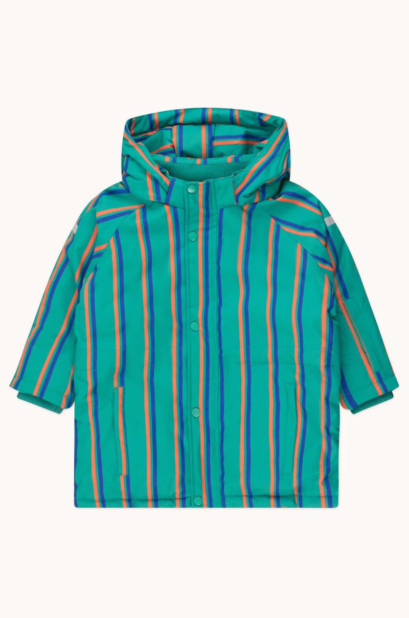 Tiny Cottons Stripes Snow Jacket Emerald