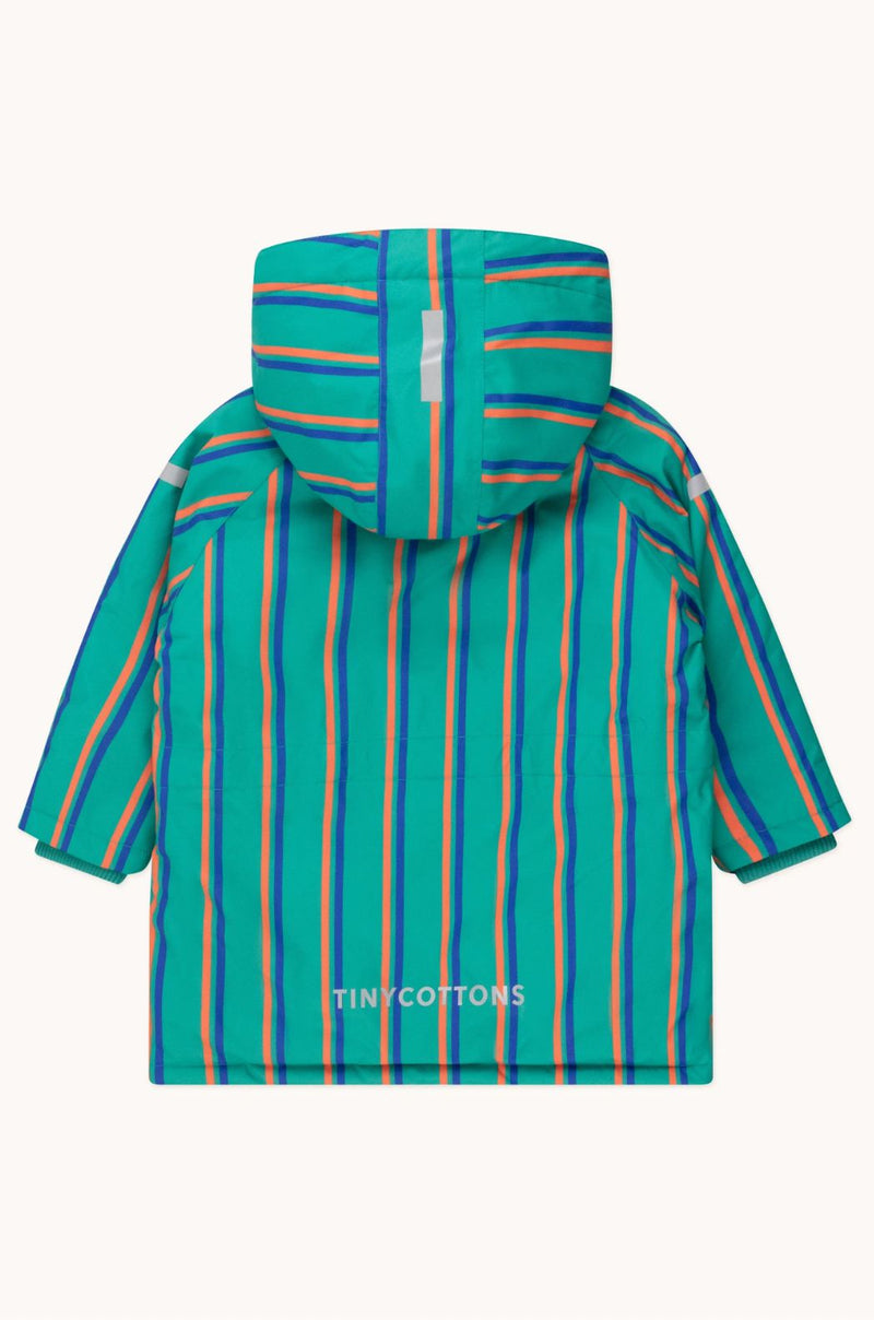 Tiny Cottons Stripes Snow Jacket Emerald