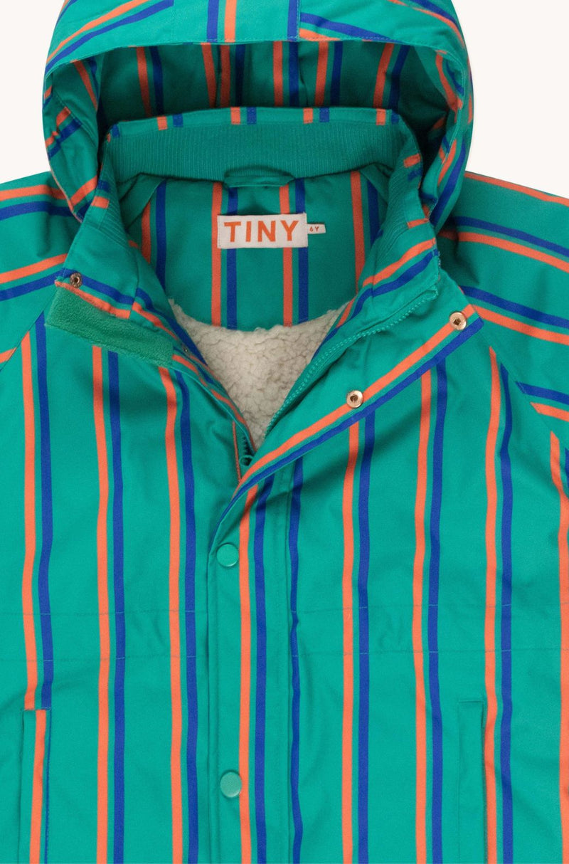 Tiny Cottons Stripes Snow Jacket Emerald