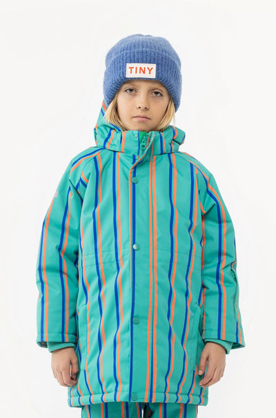 Tiny Cottons Stripes Snow Jacket Emerald