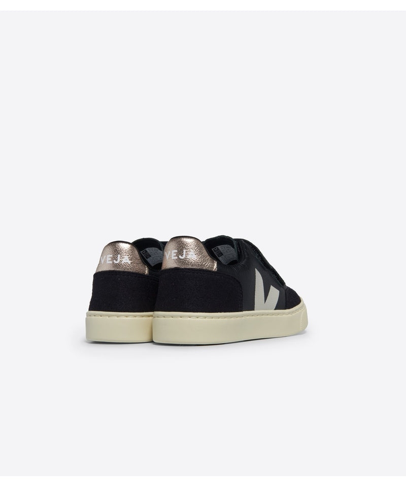 Veja Small V-12 Chromefree Leather Black/White Platine