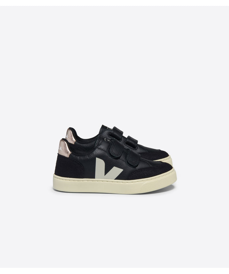 Veja Small V-12 Chromefree Leather Black/White Platine