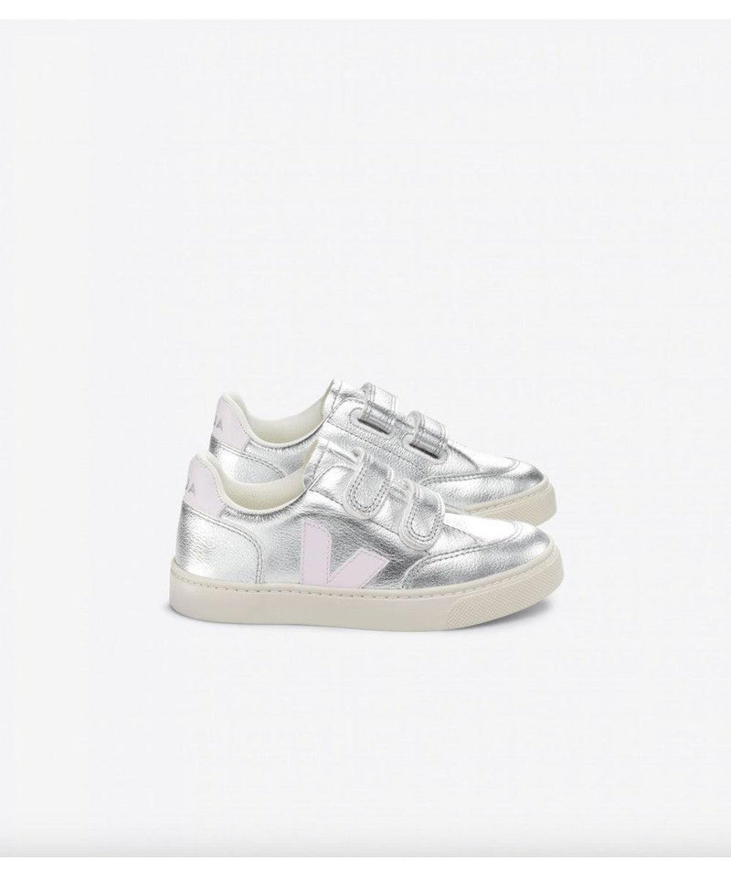 Veja V-12 Velcro Leather Silver Lassi