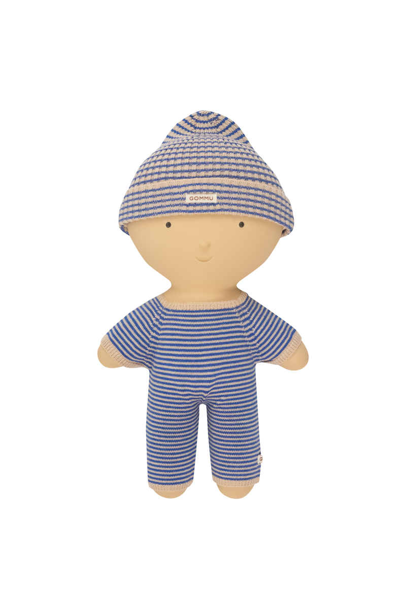 We Are Gommu Beanie French Stripes Light Cream Blue