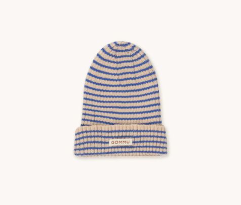 We Are Gommu Beanie French Stripes Light Cream Blue