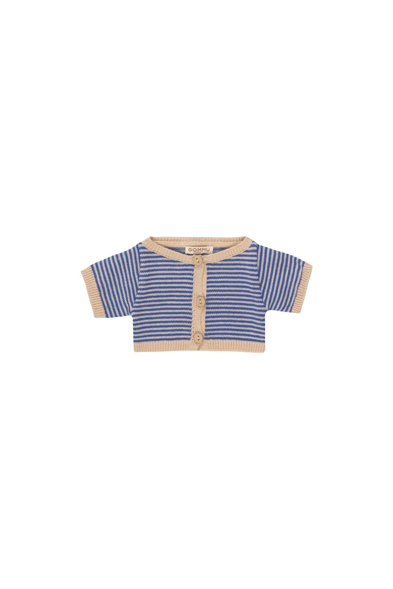 We Are Gommu Cardigan Micro Stripes Blue Sky Sand