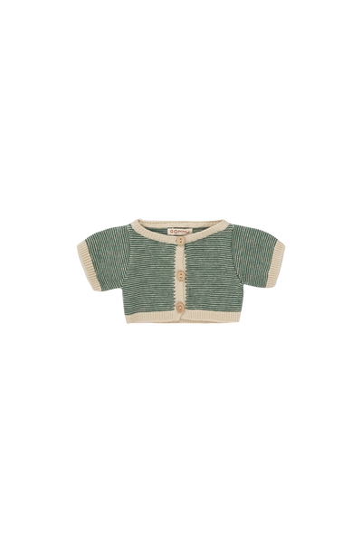 We Are Gommu Cardigan Micro Stripes Soft Green Sand