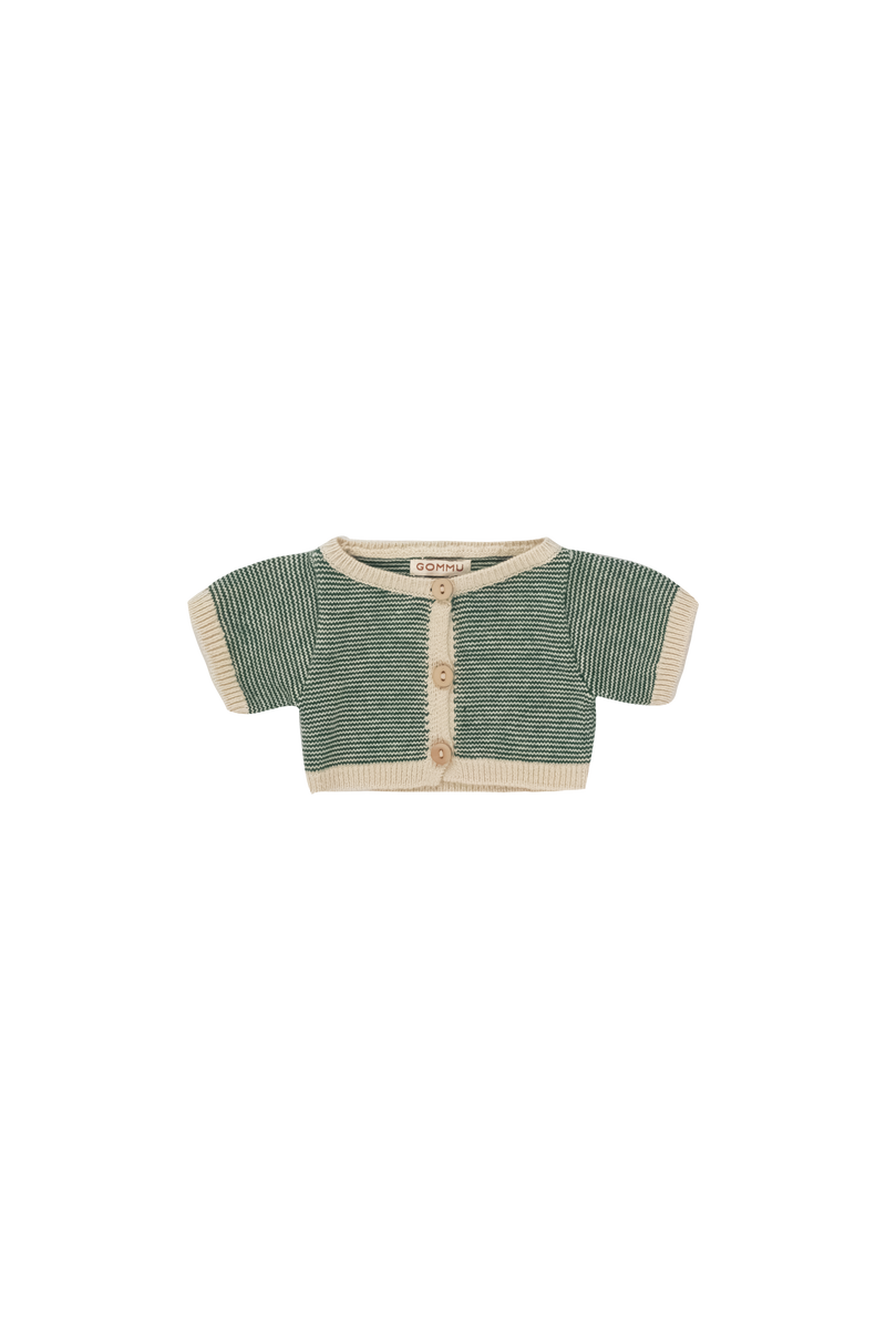 We Are Gommu Cardigan Micro Stripes Soft Green Sand