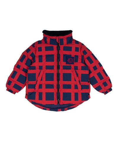 Wynken Paris Down Jacket With WR Coating Big Check Navy/Red