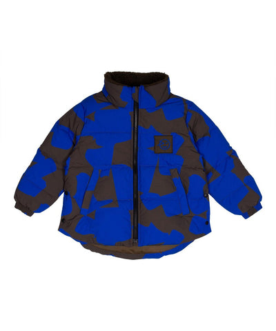 Wynken Paris Down Jacket With WR Coating Khaki Blue Sauves Print