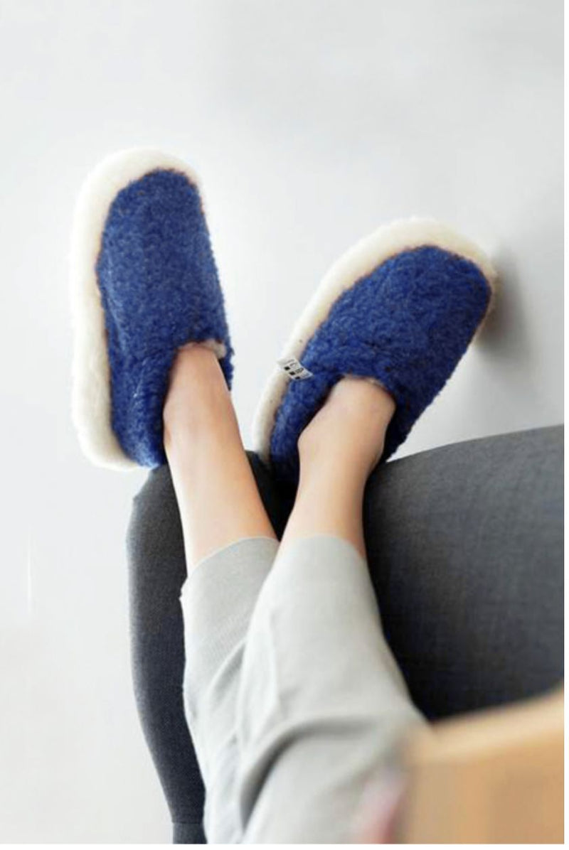 Yoko Wool Full Slippers Dark Blue