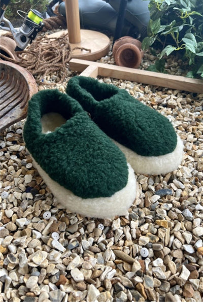 Yoko Wool Full Slippers Dark Green