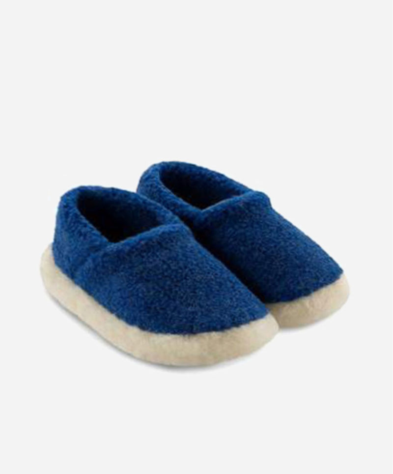 Yoko Wool Full Slippers Deep Blue