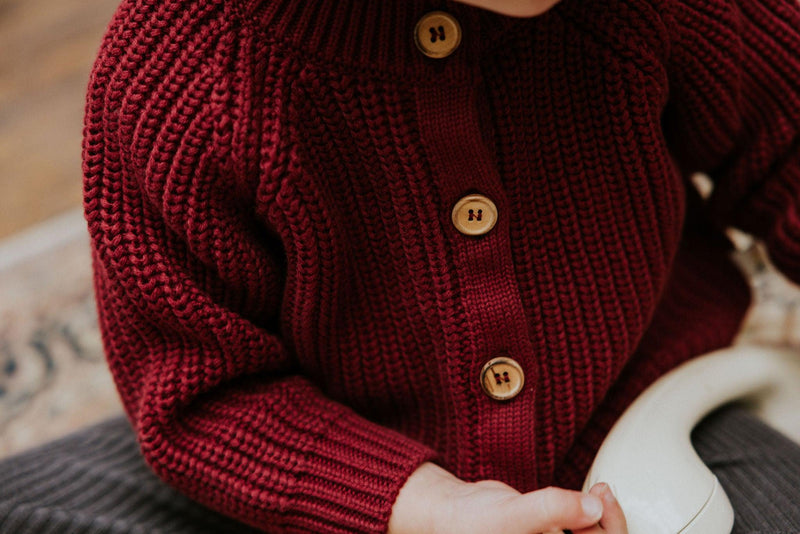 Yuki Baby Raglan Cardigan Plum