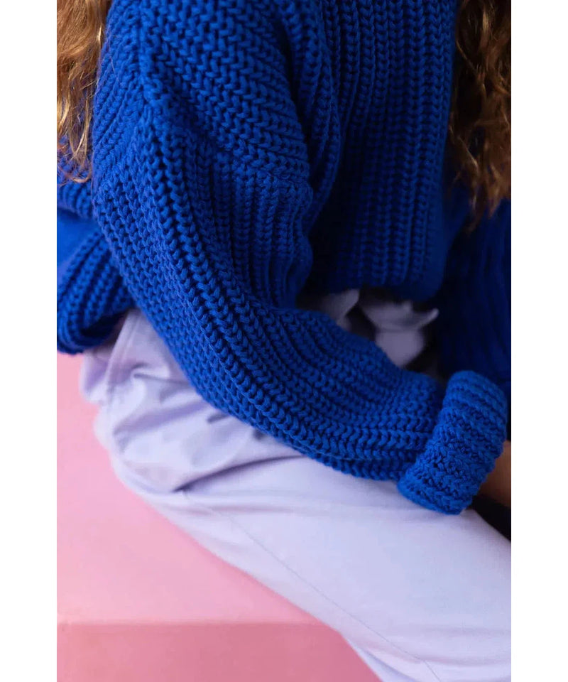 Yuki Chunky Knitted Sweater Blueberry