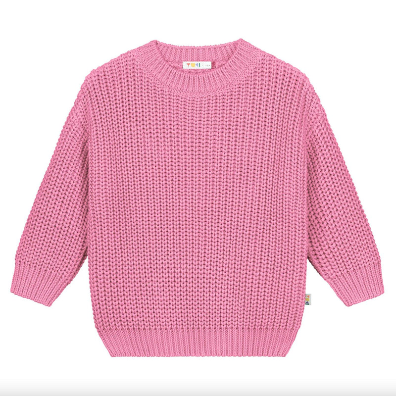 Yuki Stripes Chunky Knitted Sweater Bubble Gum Pink