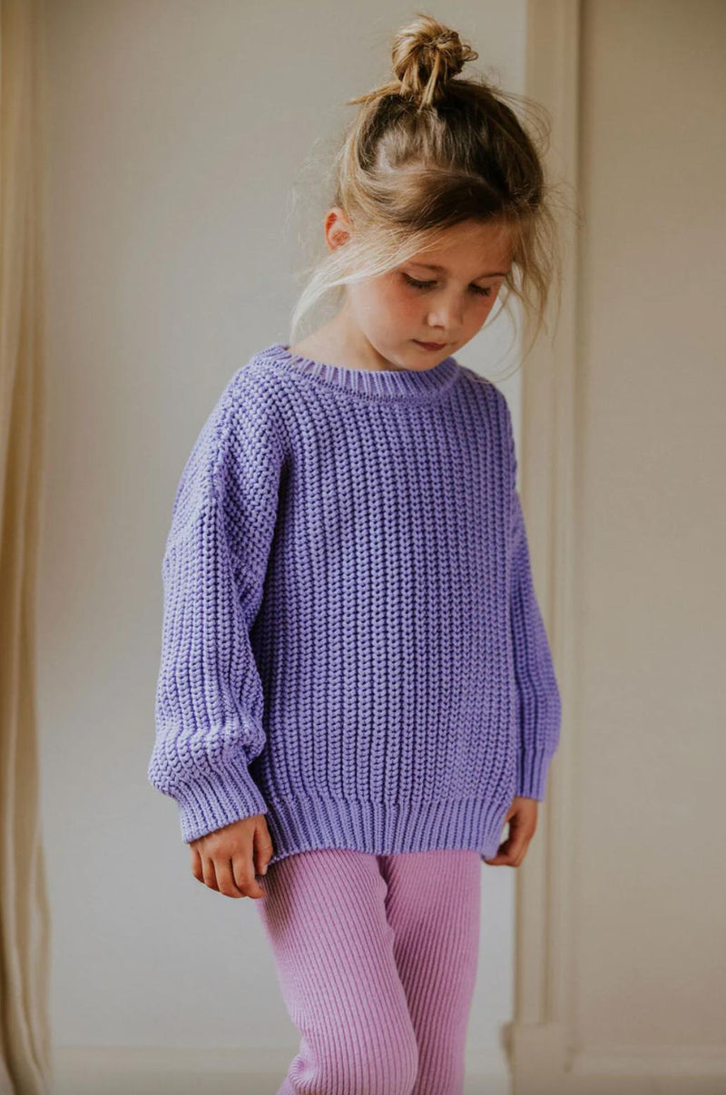 Yuki Stripes Chunky Knitted Sweater Lavender