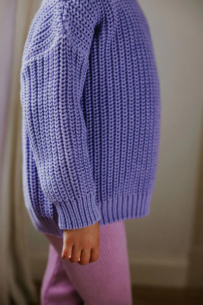 Yuki Stripes Chunky Knitted Sweater Lavender