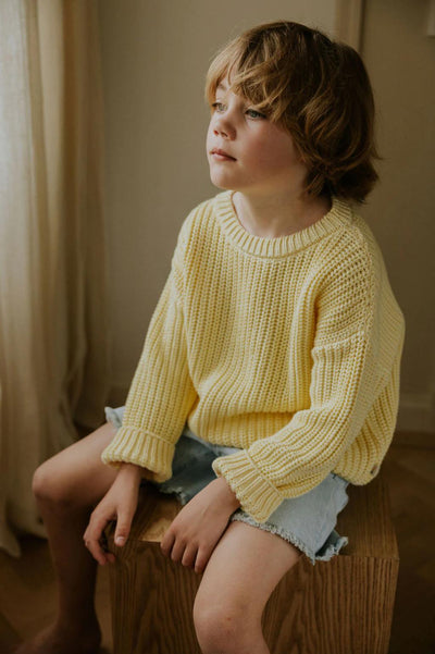 Yuki Stripes Chunky Knitted Sweater Vanilla