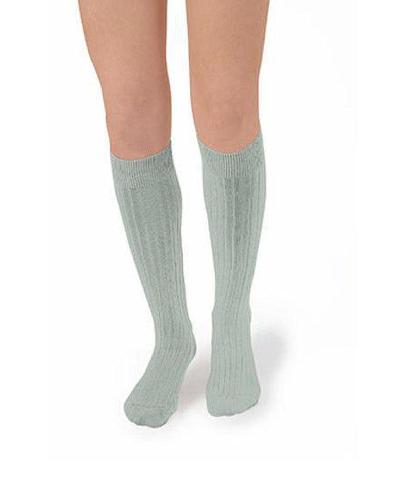 Collégien La Haute Ribbed Knee-High Socks Aigue Marine