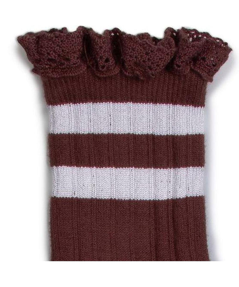 Collégien Nicole Ribbed Crew Socks Châtaigne