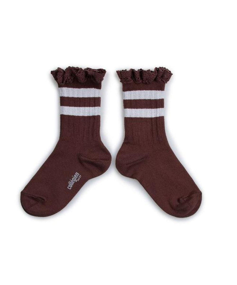 Collégien Nicole Ribbed Crew Socks Châtaigne