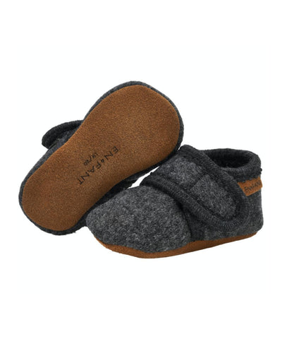 En Fant Baby Wool Dark Grey Melange Slippers