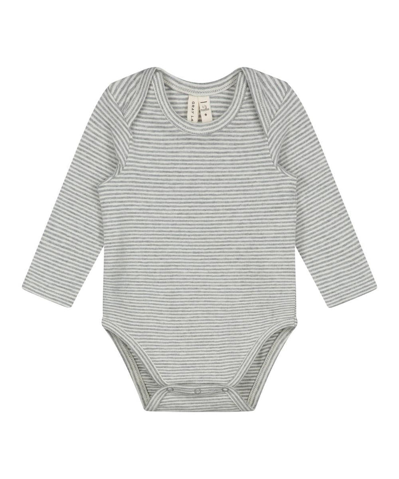 Gray Label Baby Long Sleeve Onesie Grey Melange Stripes