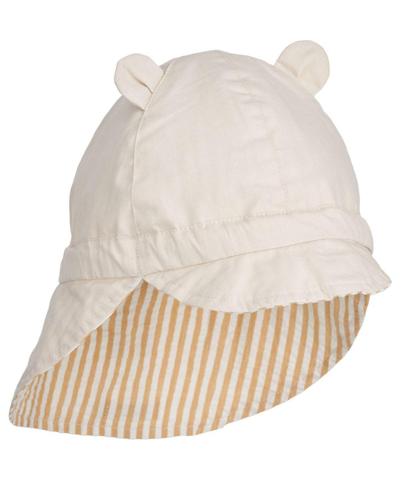 Liewood Baby Gorm Reversible Seersucker Sun Hat Stripe Yellow Mellow