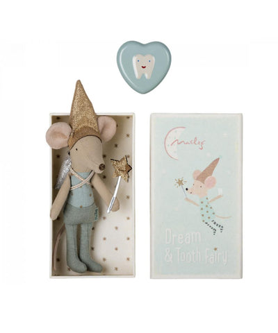 Maileg Tooth Fairy Mouse In Matchbox Blue