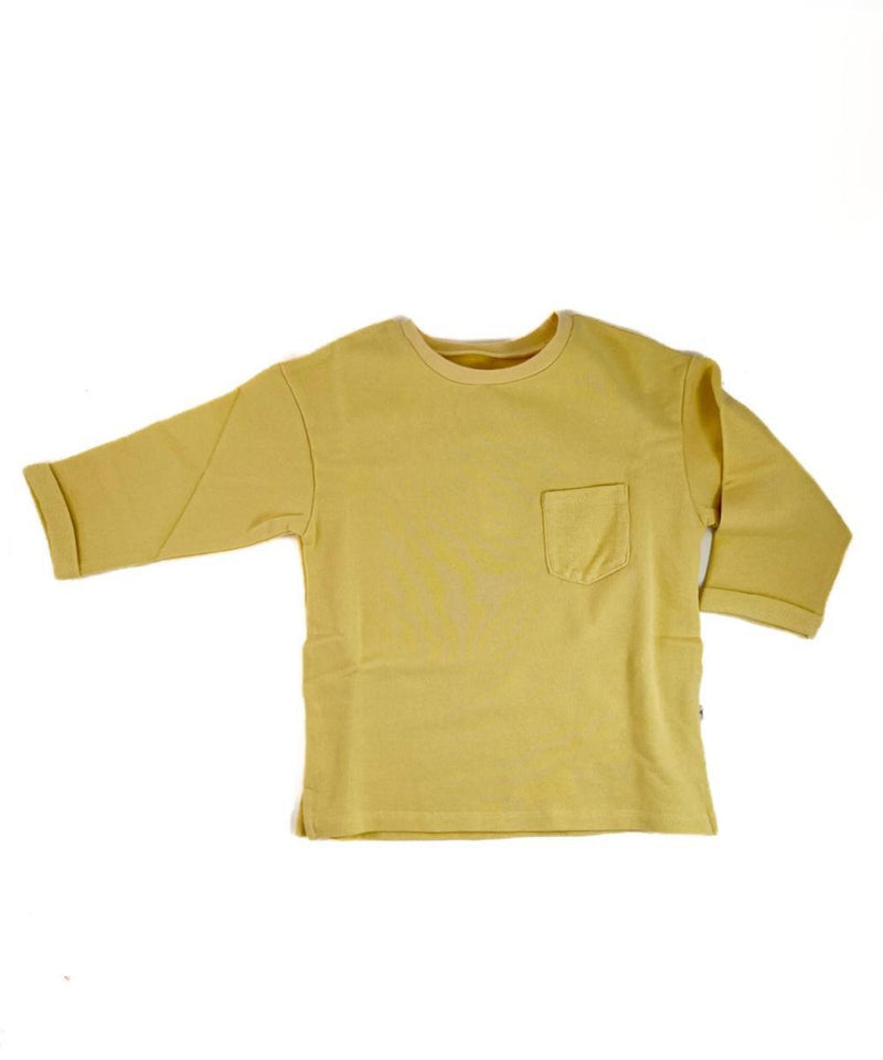 Selva Sauvage Bahia Sweater with front pocket, 3/4 sleeves, soft yellow