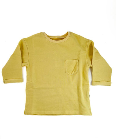 Selva Sauvage Bahia Sweater with front pocket, 3/4 sleeves, soft yellow