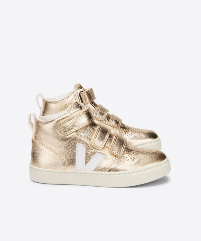 Veja V-10 Mid Velcro Chromefree Platine White